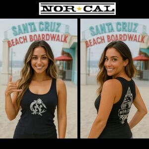 Nor*Cal black racer tank top